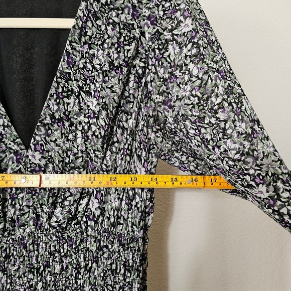 ASTR THE LABEL Asymmetrical Long Sleeve Smocked Ruffle Floral Maxi Dress Sz M - Picture 13 of 16